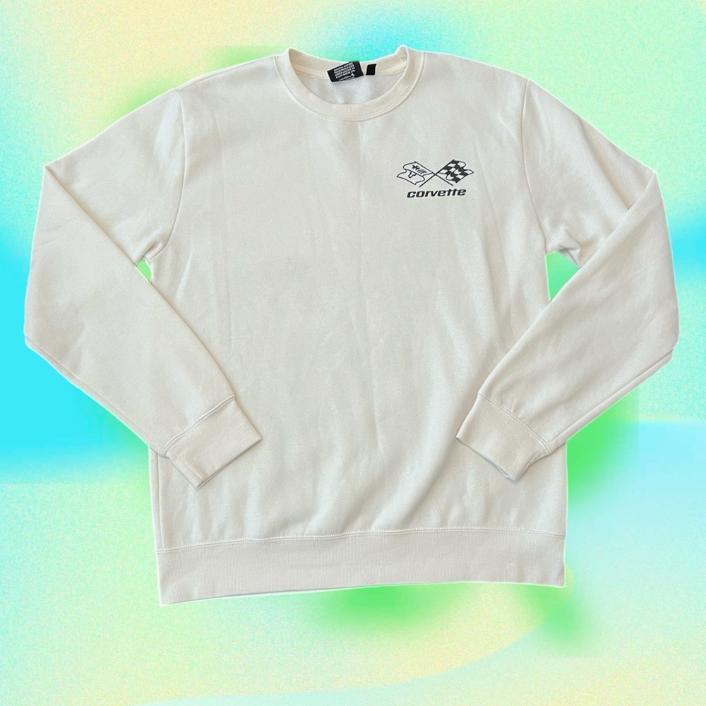 Chemistry Men's Cream Crewneck 70’s Corvette Sweater
